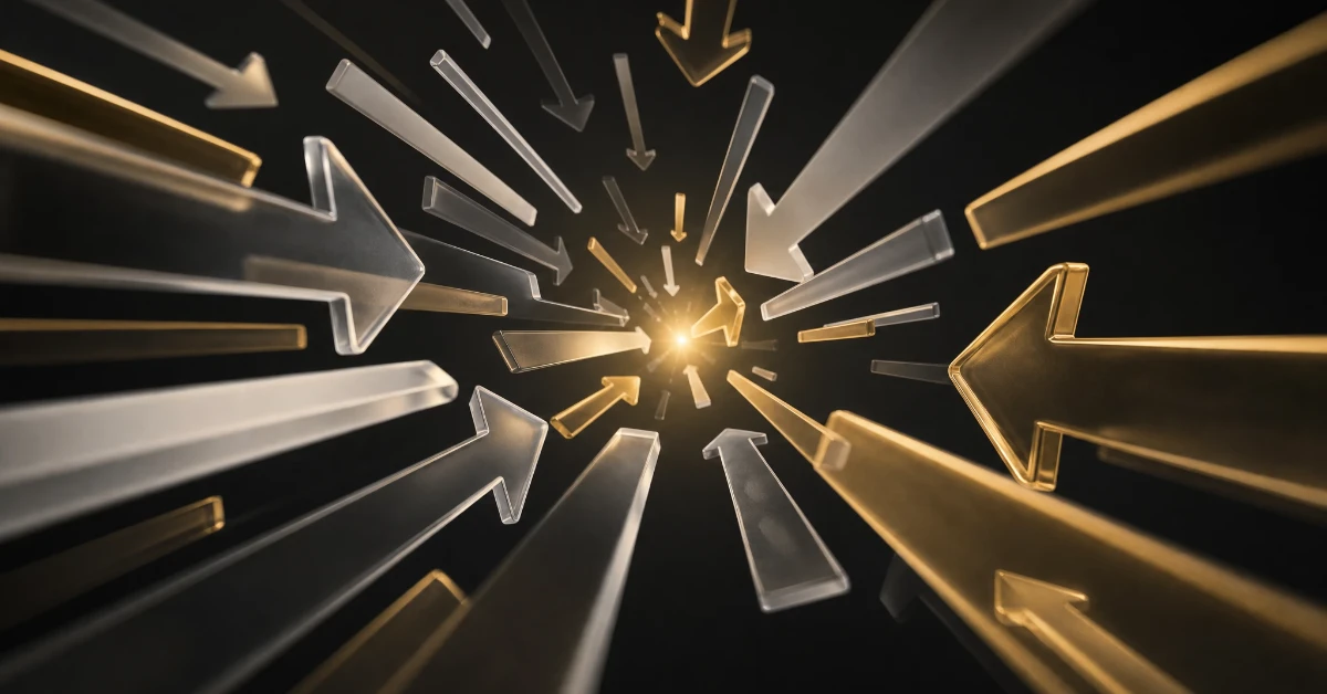 Abstract illustration representing the real-time bidding auction behind Google Ads cost