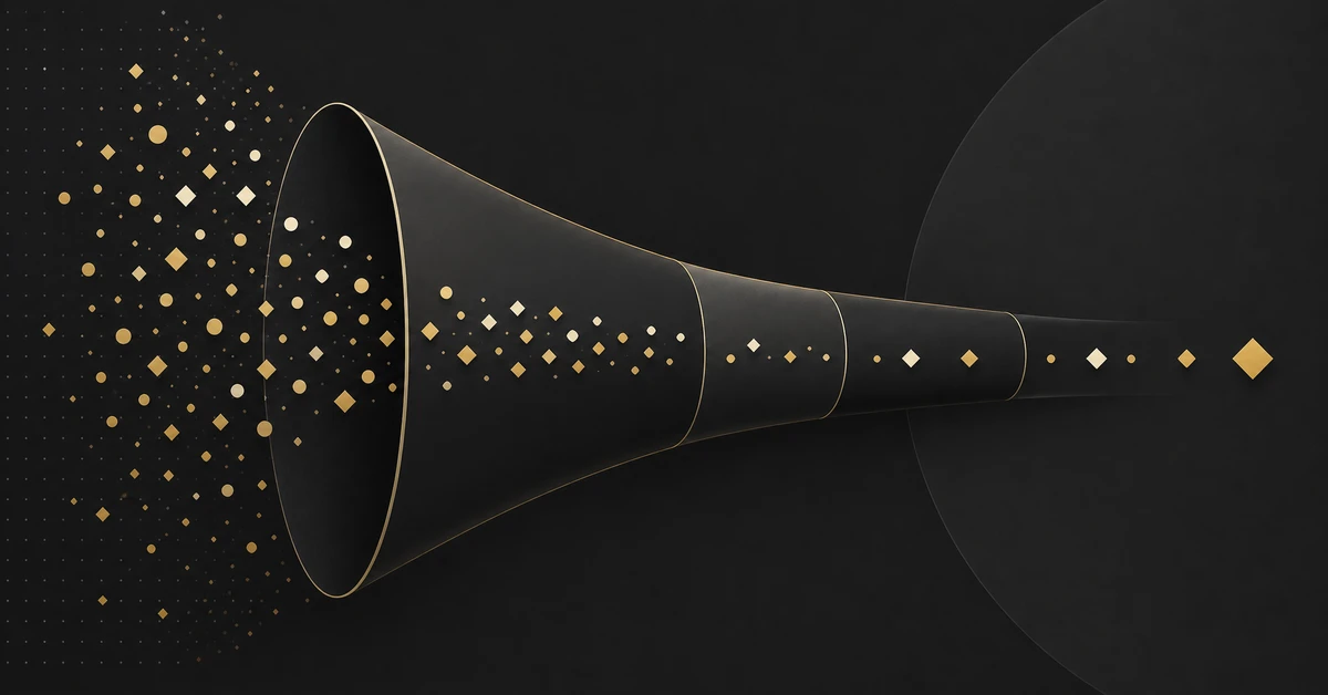 Abstract funnel illustration representing the cost of lead generation and sales pipeline conversion
