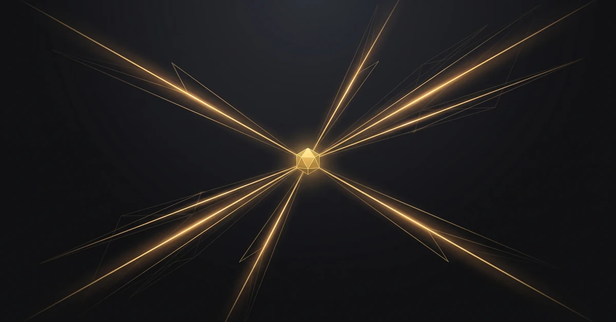 Abstract gold light beams converging on Google Performance Max automation