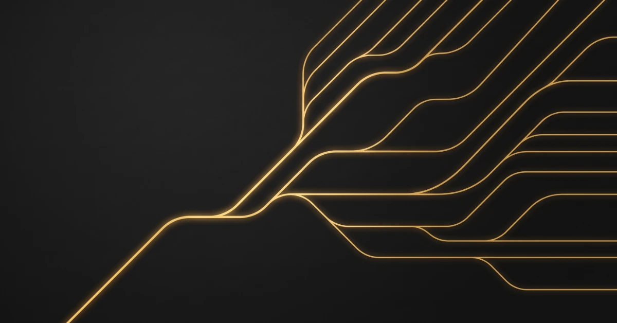 Abstract dark charcoal and gold diverging pathway representing the decision to switch marketing agencies